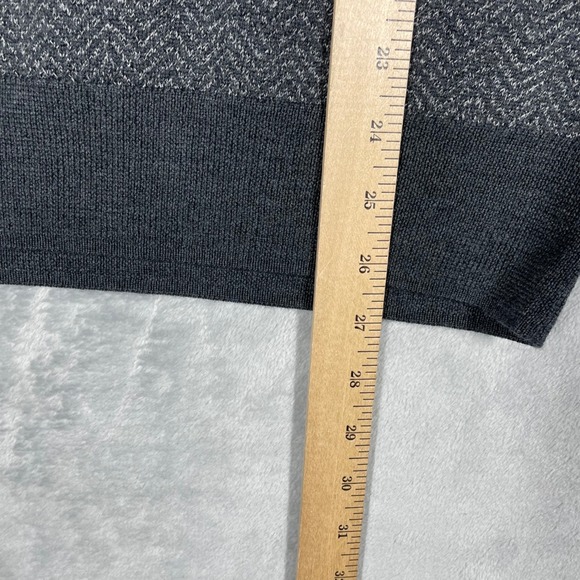 BONOBOS Men's Herringbone Quarter Zip Sweater 100% Merino Wool Gray Size M - Picture 6 of 9